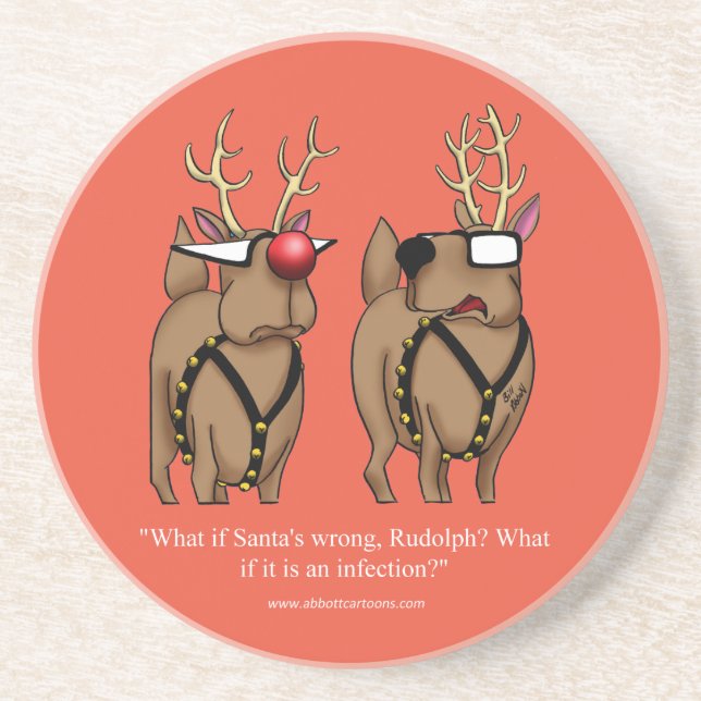 Funny Reindeer Humour Holiday Coaster Gift (Front)