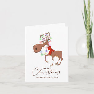Funny Reindeer Merry Christmas Greeting Holiday Card