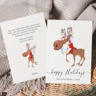 Funny Reindeer Merry Christmas Greeting Holiday Card