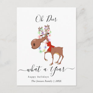 Funny Reindeer Merry Christmas Greeting Holiday Postcard