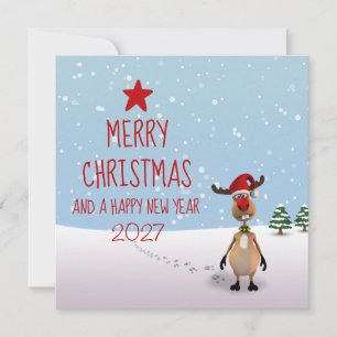 Funny Reindeer New Year Tree 2026 Christmas Invitation