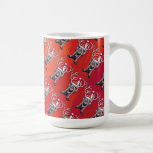 Funny Reindeer Pattern on Red Coffee Mug