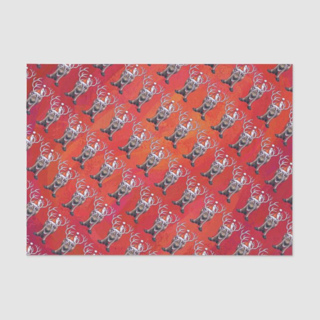 Funny Reindeer Pattern on Red Tissue Paper (Front)