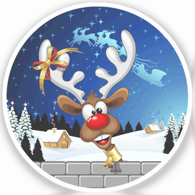Funny Reindeer Peeking Christmas Meme  (Front)