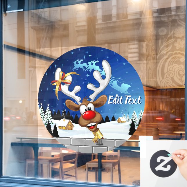 Funny Reindeer Peeking Christmas Meme  (Cafe Window)