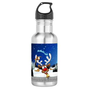 Funny Reindeer Peeking Christmas Meme 532 Ml Water Bottle