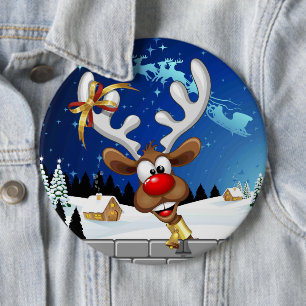 Funny Reindeer Peeking Christmas Meme  6 Cm Round Badge