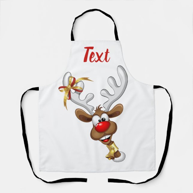 Funny Reindeer Peeking Christmas Meme  Apron (Front)
