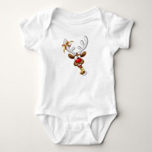 Funny Reindeer Peeking Christmas Meme  Baby Bodysuit