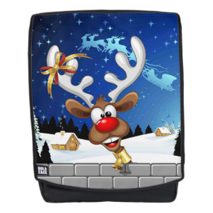 Funny Reindeer Peeking Christmas Meme  Backpack
