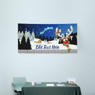 Funny Reindeer Peeking Christmas Meme  Banner