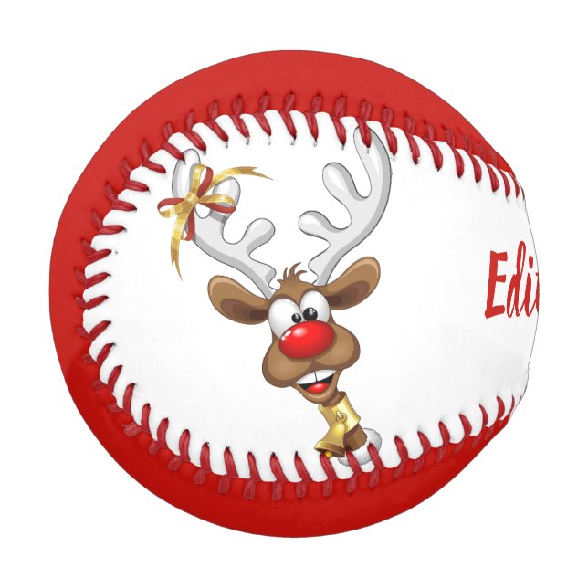 Funny Reindeer Peeking Christmas Meme  Baseball (Front Left)