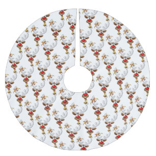 Funny Reindeer Peeking Christmas Meme  Brushed Polyester Tree Skirt