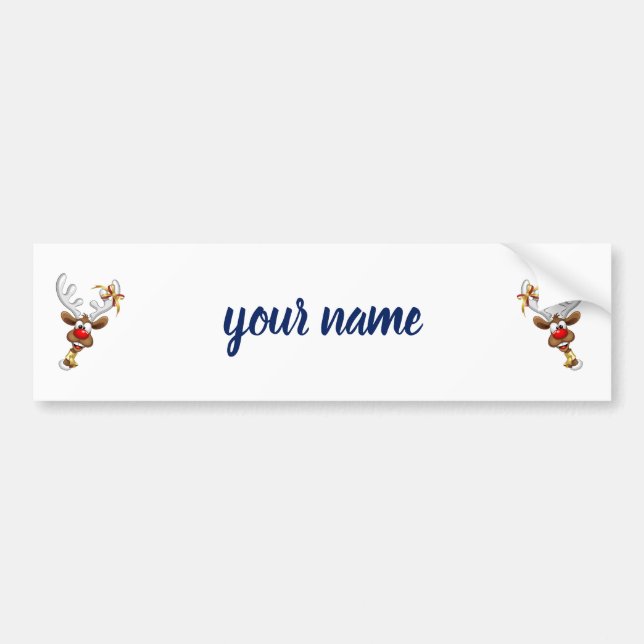 Funny Reindeer Peeking Christmas Meme  Bumper Sticker (Front)