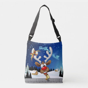 Funny Reindeer Peeking Christmas Meme  Crossbody Bag
