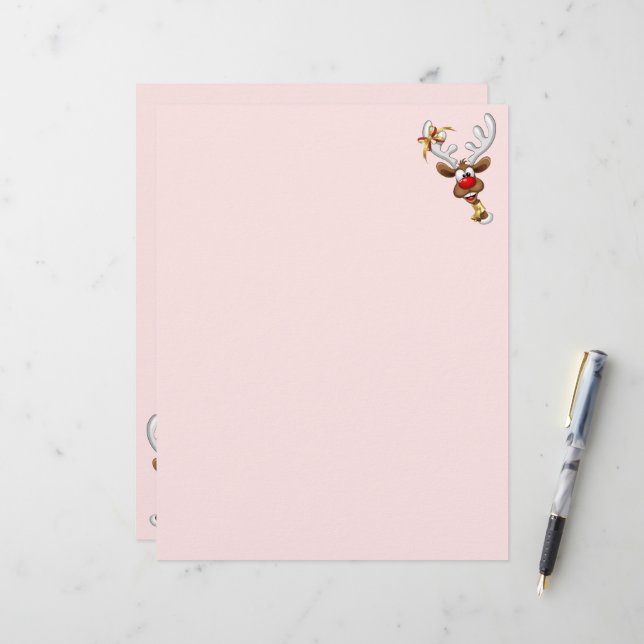 Funny Reindeer Peeking Christmas Meme  Custom Letterhead (Front/Back In Situ)