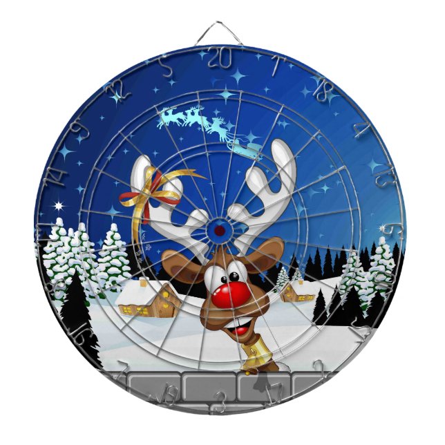 Funny Reindeer Peeking Christmas Meme  Dartboard (Front)