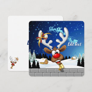 Funny Reindeer Peeking Christmas Meme  Holiday Card