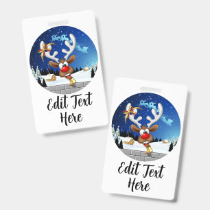 Funny Reindeer Peeking Christmas Meme  ID Badge
