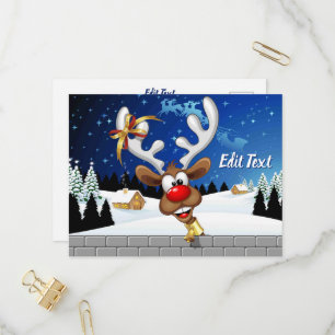 Funny Reindeer Peeking Christmas Meme  Invitation Postcard