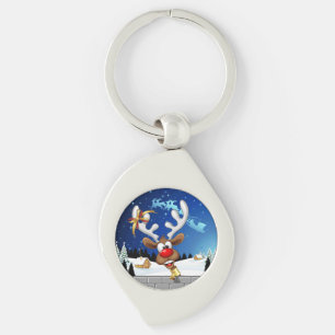 Funny Reindeer Peeking Christmas Meme  Key Ring