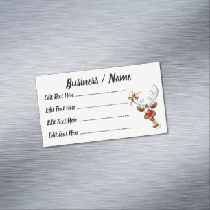Funny Reindeer Peeking Christmas Meme  Magnetic Business Card