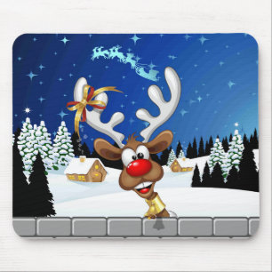 Funny Reindeer Peeking Christmas Meme  Mouse Pad