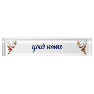 Funny Reindeer Peeking Christmas Meme  Nameplate