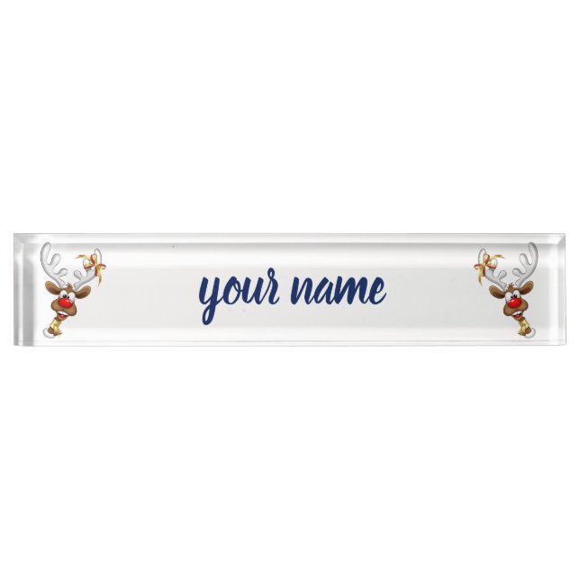 Funny Reindeer Peeking Christmas Meme  Nameplate (Front)