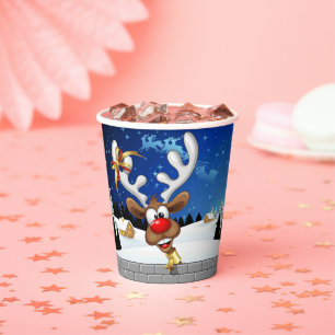 Funny Reindeer Peeking Christmas Meme  Paper Cups