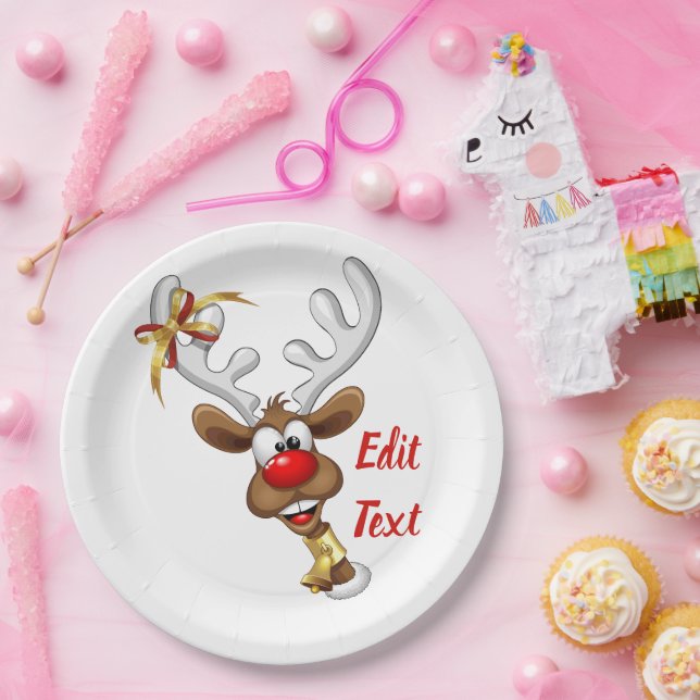 Funny Reindeer Peeking Christmas Meme  Paper Plate (Party)
