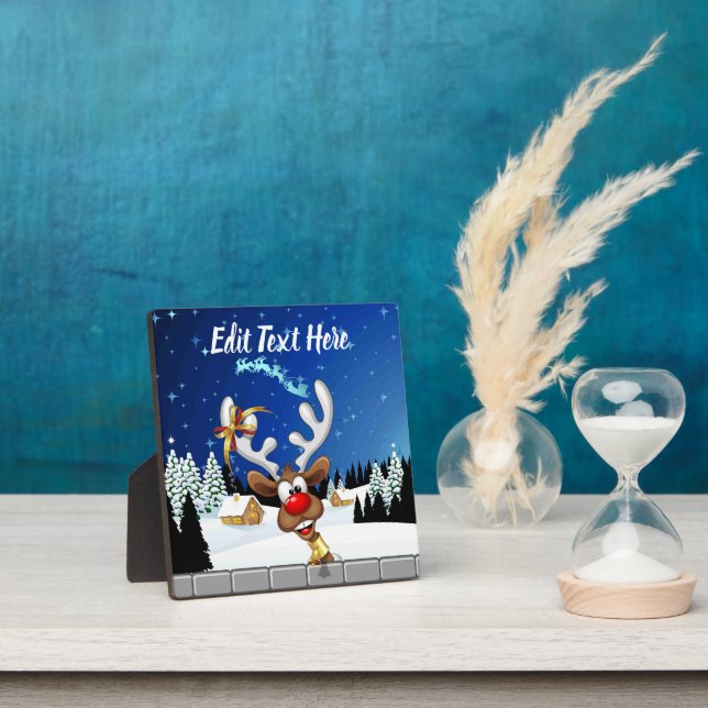 Funny Reindeer Peeking Christmas Meme  Plaque (Insitu)