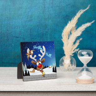 Funny Reindeer Peeking Christmas Meme  Plaque