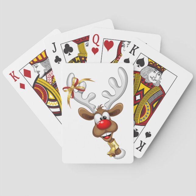 Funny Reindeer Peeking Christmas Meme  Playing Cards (Back)
