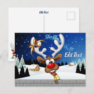 Funny Reindeer Peeking Christmas Meme  Postcard