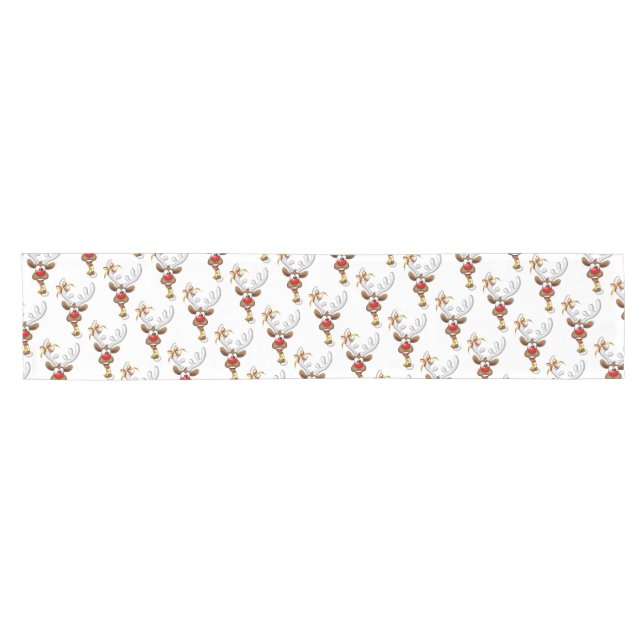 Funny Reindeer Peeking Christmas Meme  Short Table Runner (Horizontal)