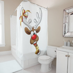 Funny Reindeer Peeking Christmas Meme  Shower Curtain