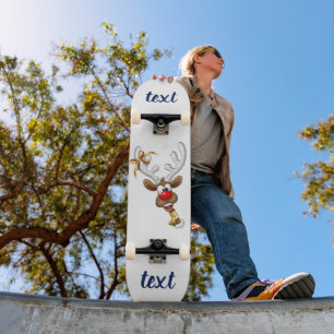 Funny Reindeer Peeking Christmas Meme  Skateboard