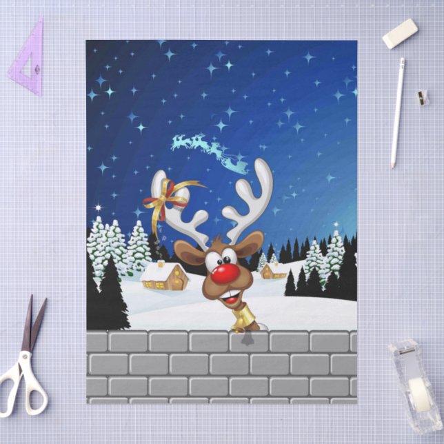 Funny Reindeer Peeking Christmas Meme  Tissue Paper (Craft)