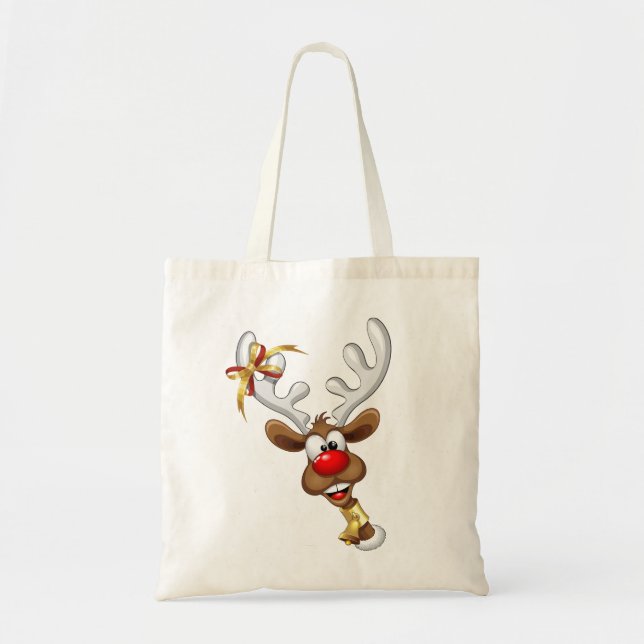 Funny Reindeer Peeking Christmas Meme  Tote Bag (Front)