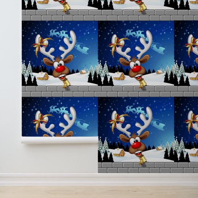 Funny Reindeer Peeking Christmas Meme  Wallpaper (Application)