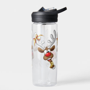 Funny Reindeer Peeking Christmas Meme  Water Bottle