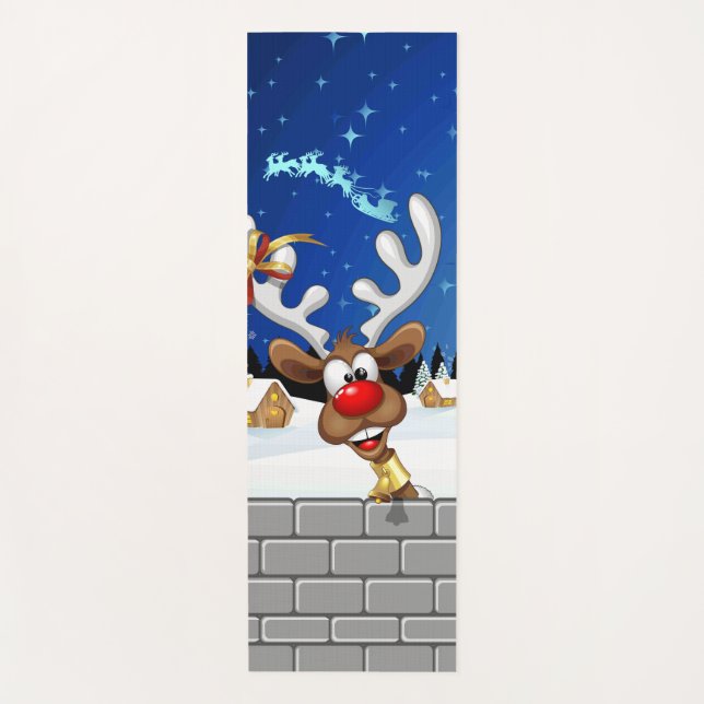Funny Reindeer Peeking Christmas Meme  Yoga Mat (Front)