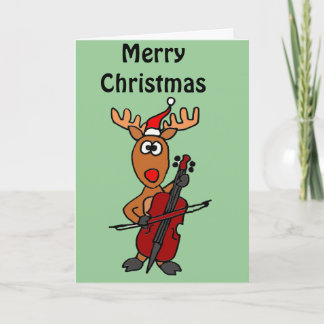 Funny Reindeer Playing Cello Christmas Holiday Card