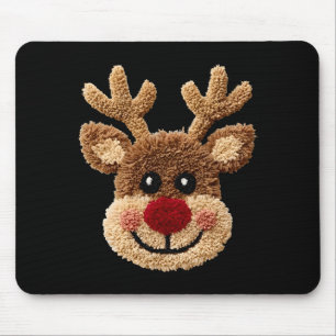 Funny Reindeer Rudolph Crochet Merry Christmas Xma Mouse Pad
