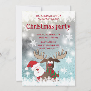 Funny reindeer Santa Christmas corporate party Invitation