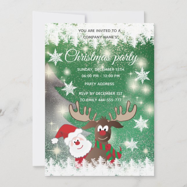 Funny reindeer Santa Christmas corporate party Invitation (Front)