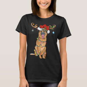 Funny Reindeer Santa Hat German Shepherd Christmas T-Shirt