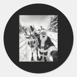 Funny Reindeer Santa Selfie Christmas Party Xmas P Classic Round Sticker
