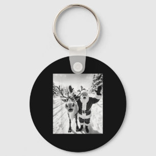 Funny Reindeer Santa Selfie Christmas Party Xmas P Key Ring